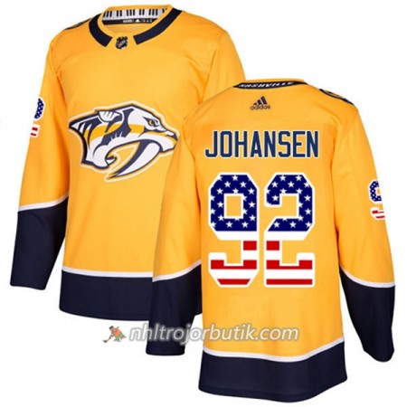 Män Ishockey Nashville Predators Tröja Ryan Johansen 92 Adidas 2017-2018 Guld USA Flag Fashion Authentic